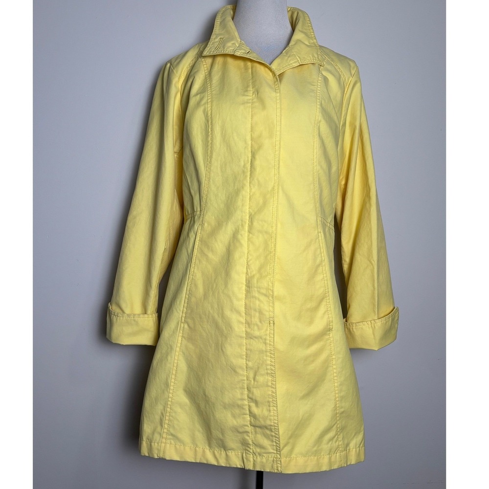 Eddie Bauer Womens Butter Yellow Rain Jacket M Light Mid Length Travel Commute